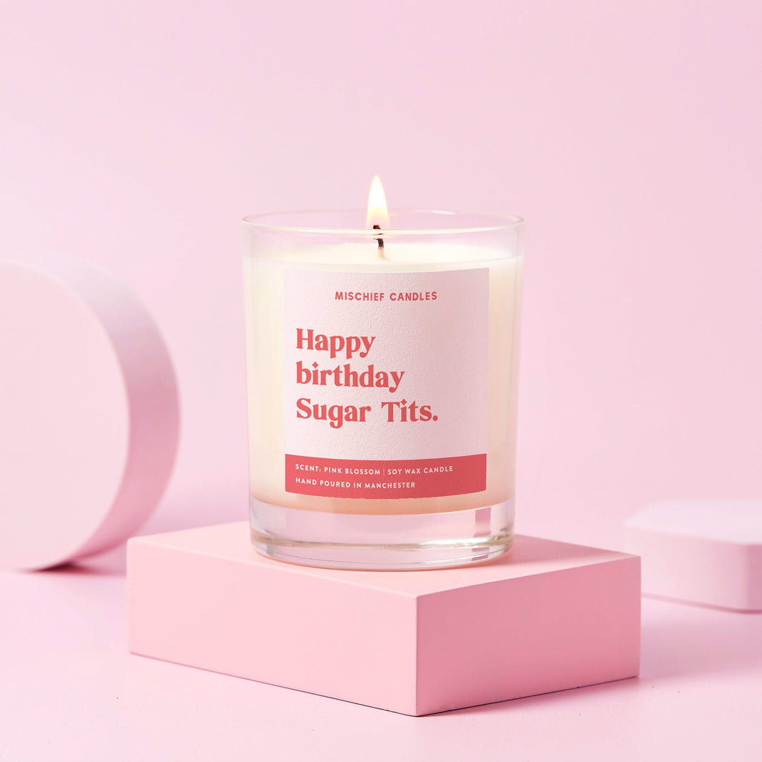 Funny Birthday Gift Happy Birthday Sugar Tits Candle