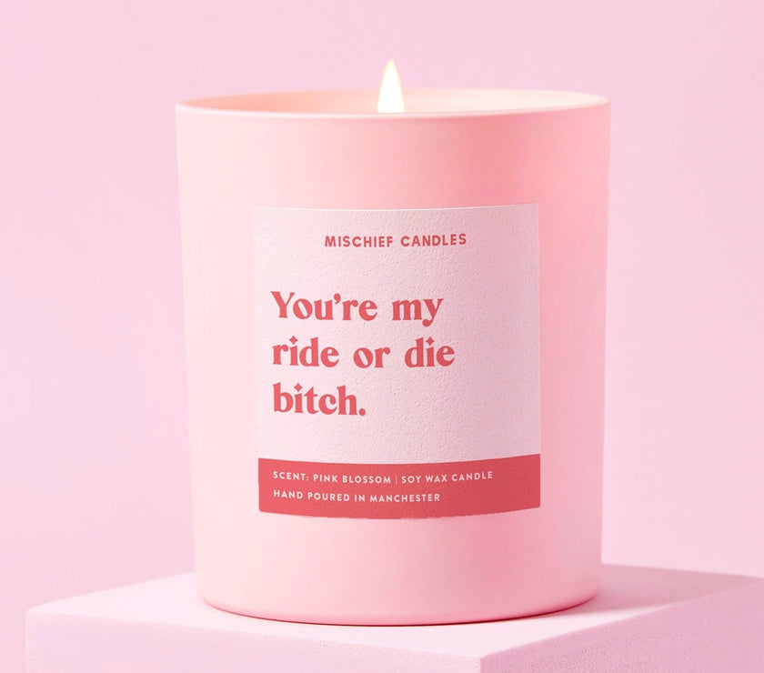 Ride or Die Bitch Friendship Gift For Her Funny Candle