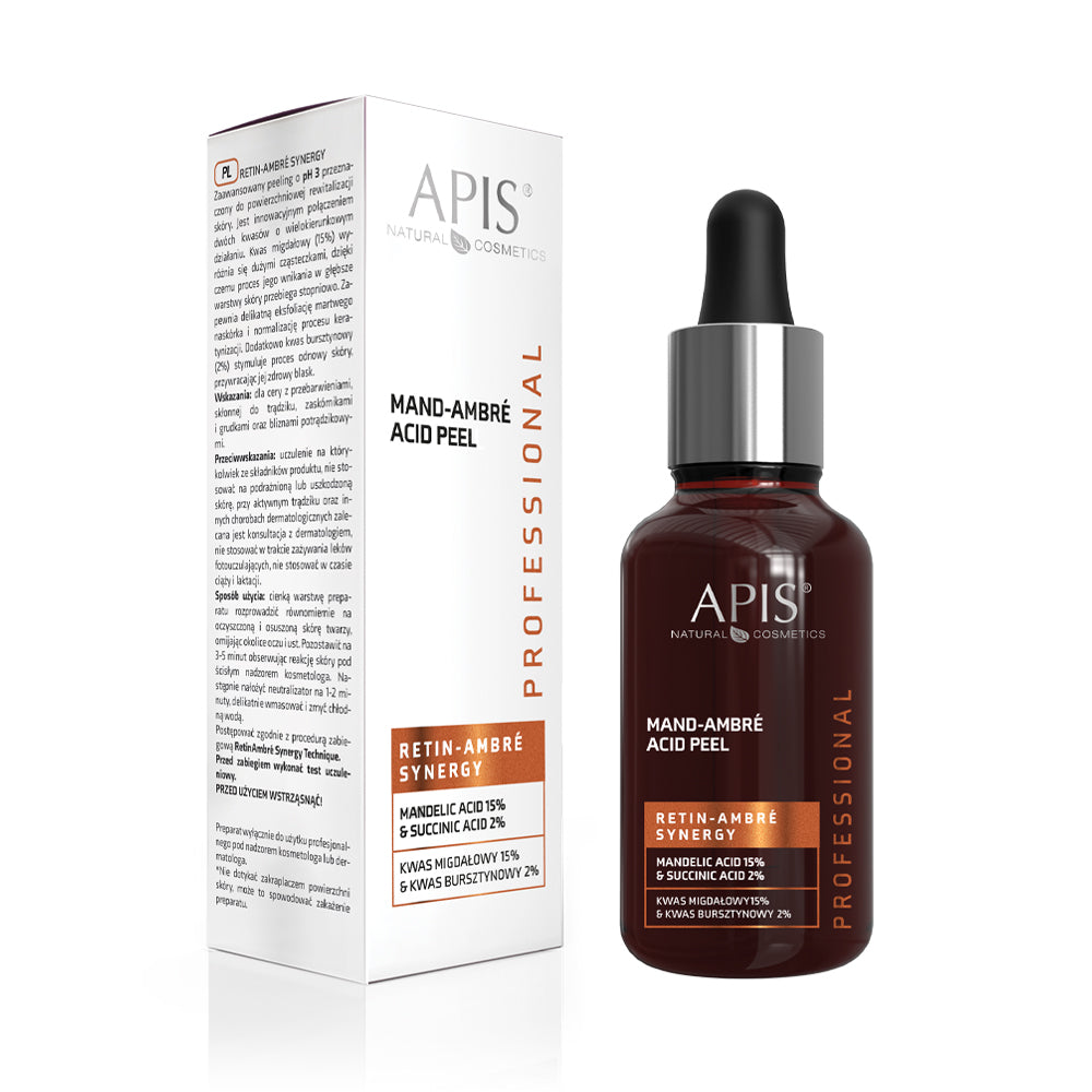 Apis Retin-Ambre Synergy Mandelic & Succinic Acid Peel – 15% Mandelic Acid | 2% Succinic Acid | 30ml | Brightening & Exfoliating Treatment Apis Natural Cosmetics UK