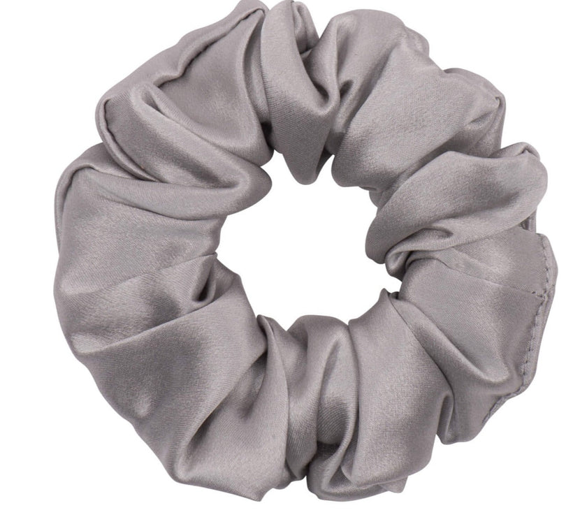 Silver Silk Scrunchie - Regular