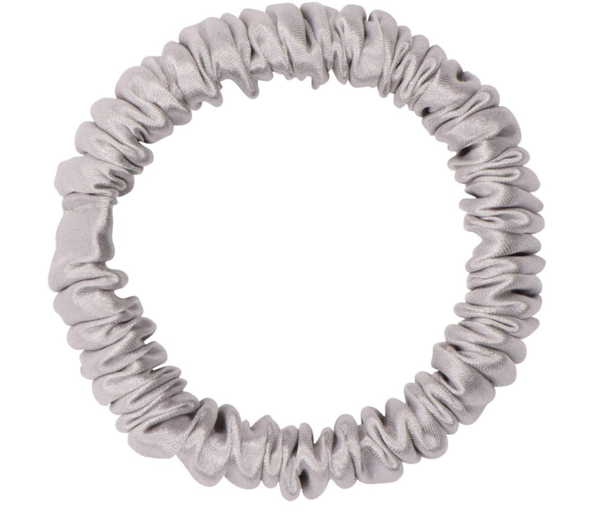 Silver Silk Scrunchie - Skinny