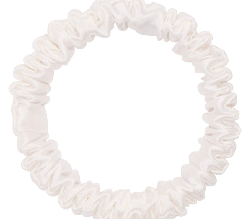 White Silk Scrunchie - Skinny