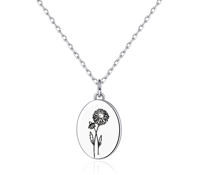 April Birth Flower Daisy Necklace with Card