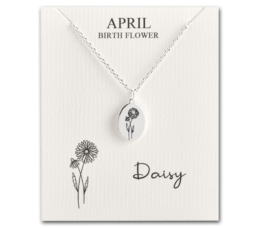 April Birth Flower Daisy Necklace with Card