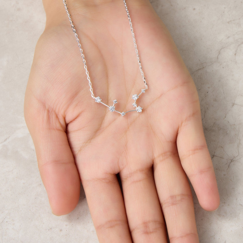 Aquarius Star Sign Zodiac Constellation Necklace and Quote Card with Zircondia® Crystals