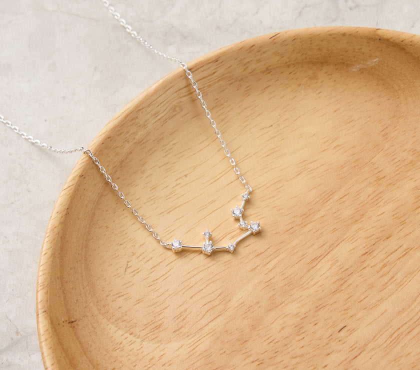 Aquarius Star Sign Zodiac Constellation Necklace and Quote Card with Zircondia® Crystals