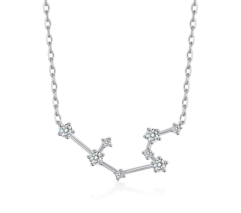 Aquarius Star Sign Zodiac Constellation Necklace and Quote Card with Zircondia® Crystals