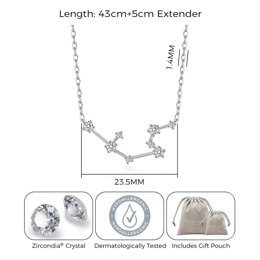 Aquarius Star Sign Zodiac Constellation Necklace and Quote Card with Zircondia® Crystals