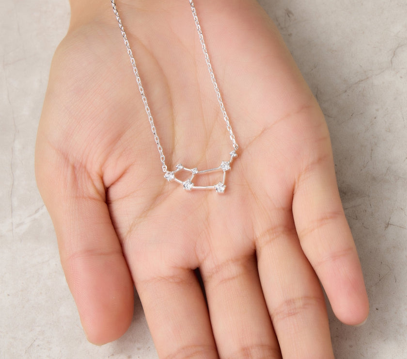 Aries Star Sign Zodiac Constellation Necklace and Quote Card with Zircondia® Crystals