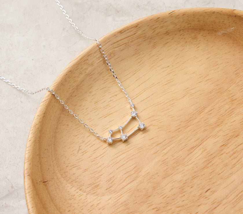 Aries Star Sign Zodiac Constellation Necklace and Quote Card with Zircondia® Crystals