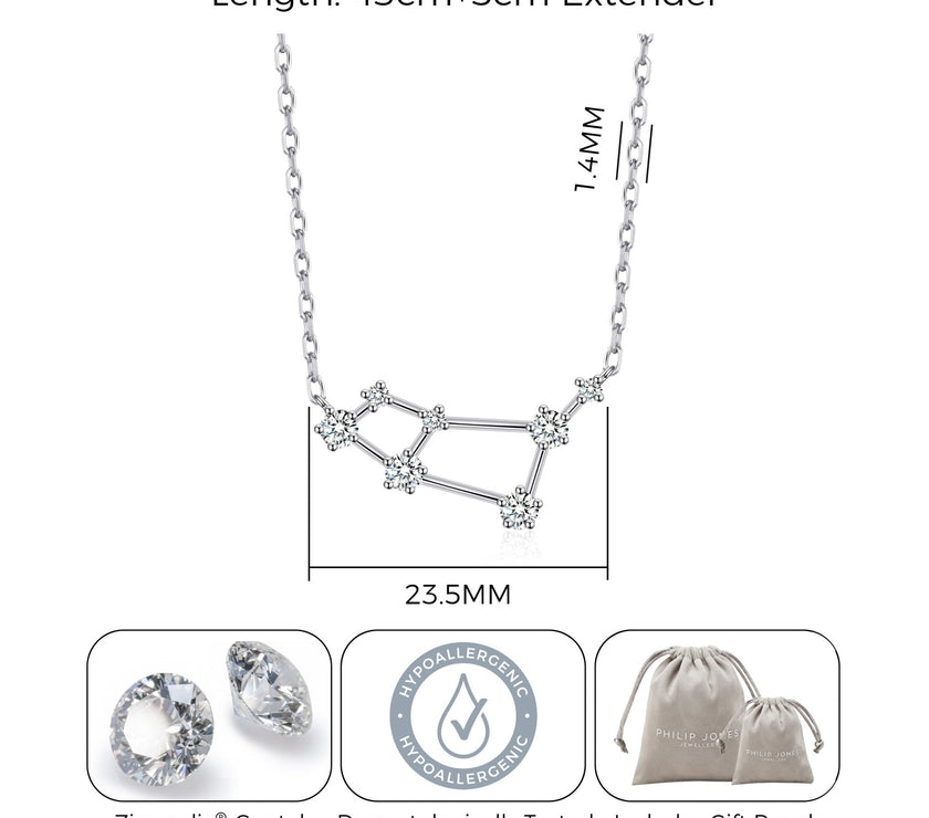 Aries Star Sign Zodiac Constellation Necklace and Quote Card with Zircondia® Crystals