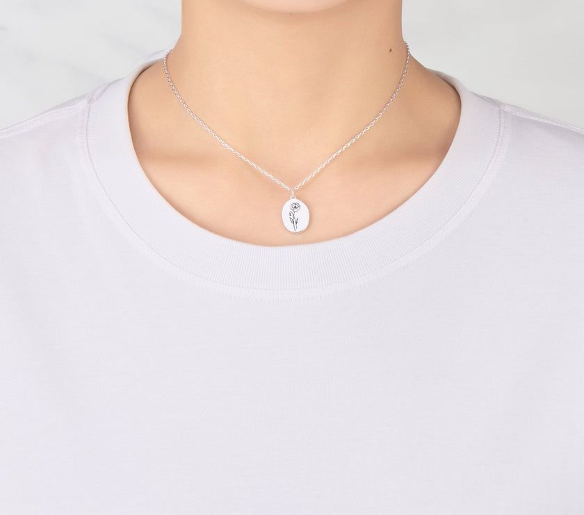 August Birth Flower Poppy Necklace with Card
