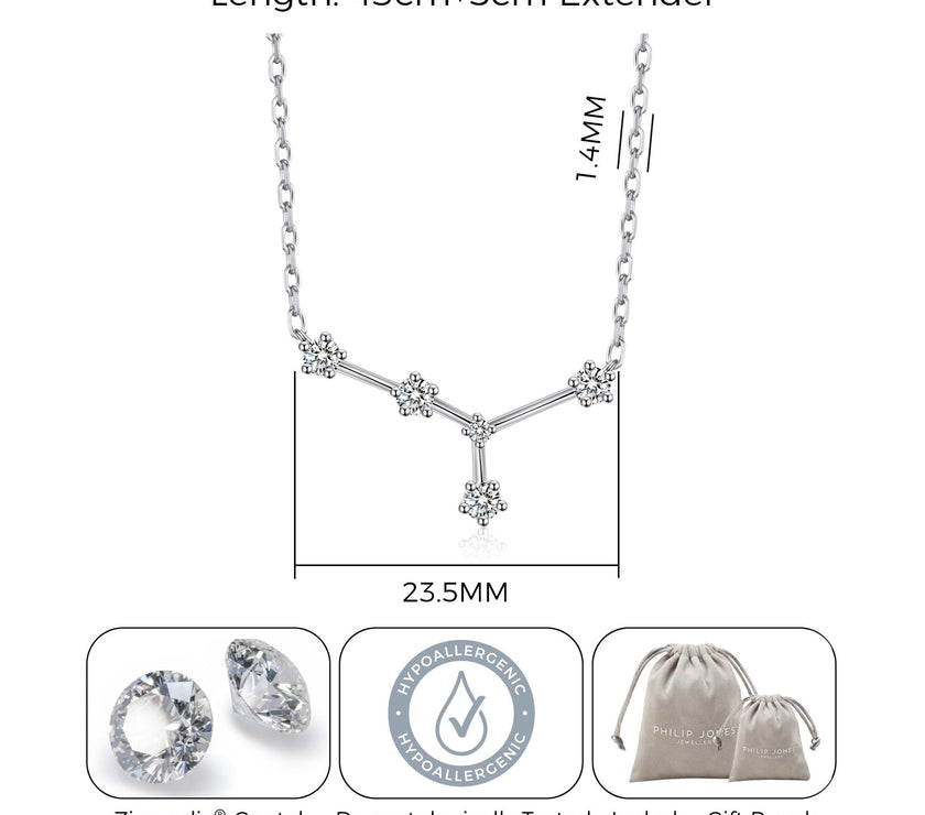 Cancer Star Sign Zodiac Constellation Necklace and Quote Card with Zircondia® Crystals