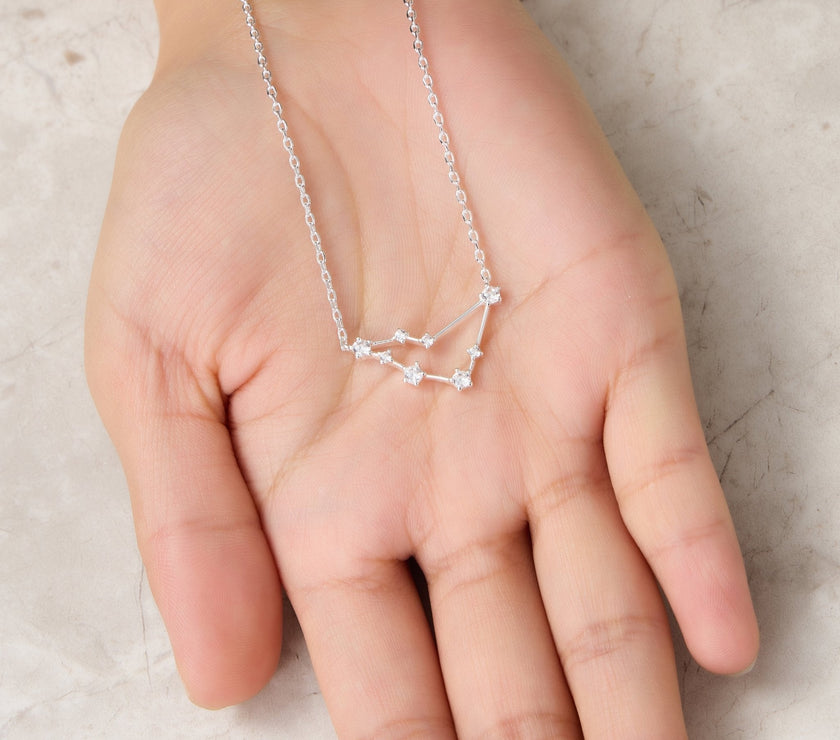 Capricorn Star Sign Zodiac Constellation Necklace and Quote Card with Zircondia® Crystals