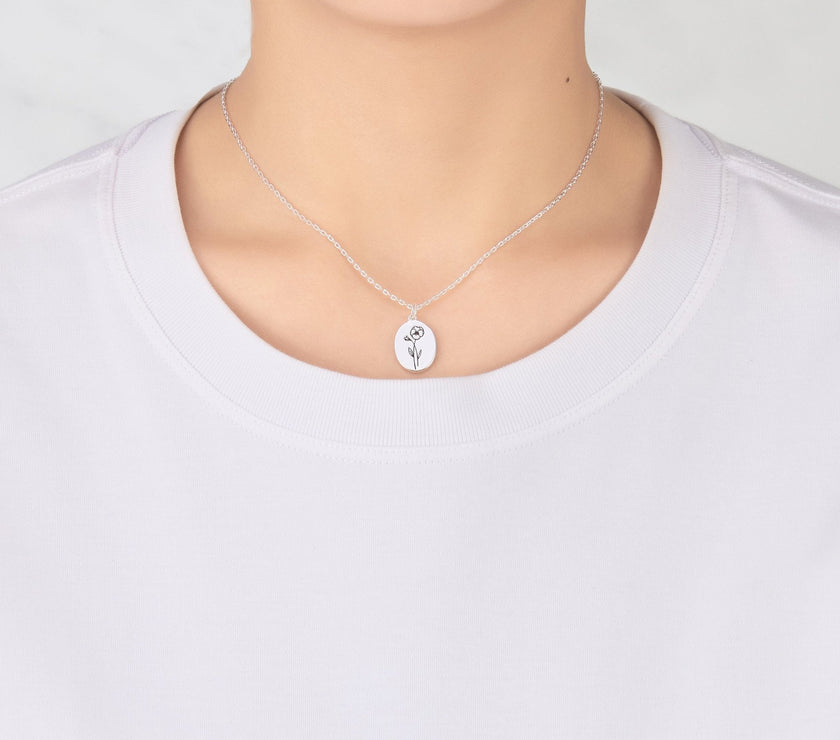 February Birth Flower Violet Necklace with Card