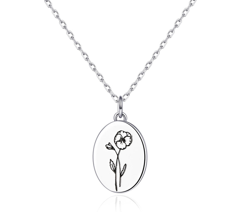 February Birth Flower Violet Necklace with Card