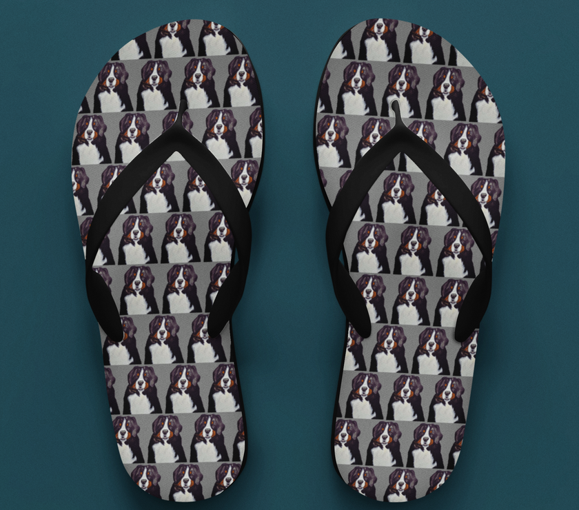 Bernese Bliss: Giant Furry Therapist Flip Flops