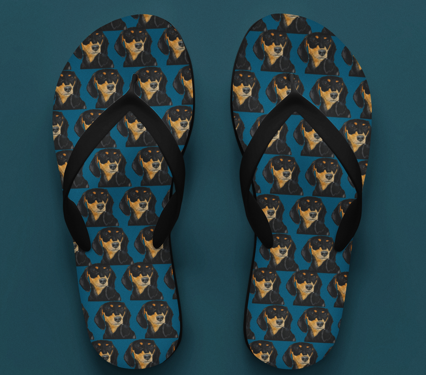 Hot Dog Summer: Luxe Dachshund Print Flip Flops!