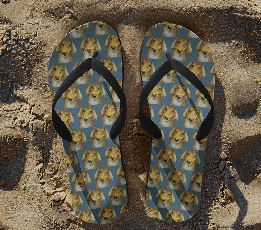 Hot Dog Summer: Luxe Dachshund Print Flip Flops!