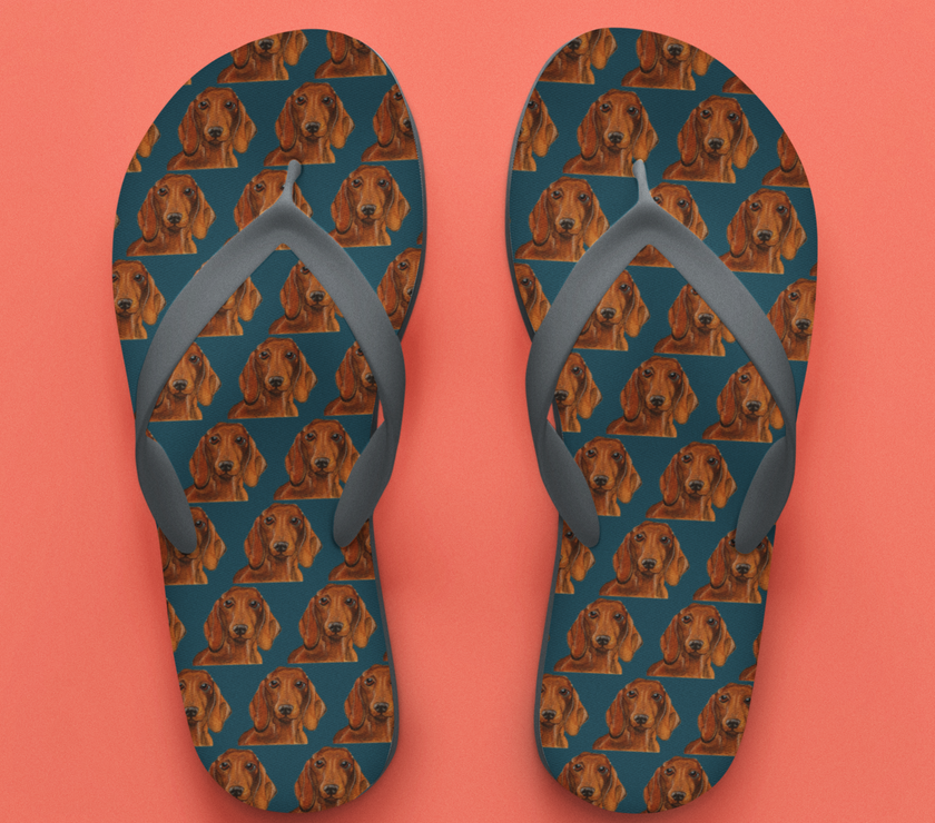 Hot Dog Summer: Luxe Dachshund Print Flip Flops!