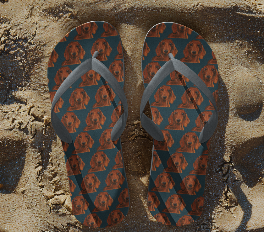 Hot Dog Summer: Luxe Dachshund Print Flip Flops!