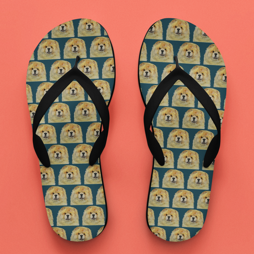 Fluff Up Your Feet: Chow Chow Flip Flops for Dog Lovers!
