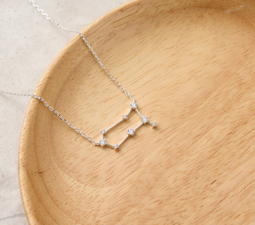 Gemini Star Sign Zodiac Constellation Necklace and Quote Card with Zircondia® Crystals