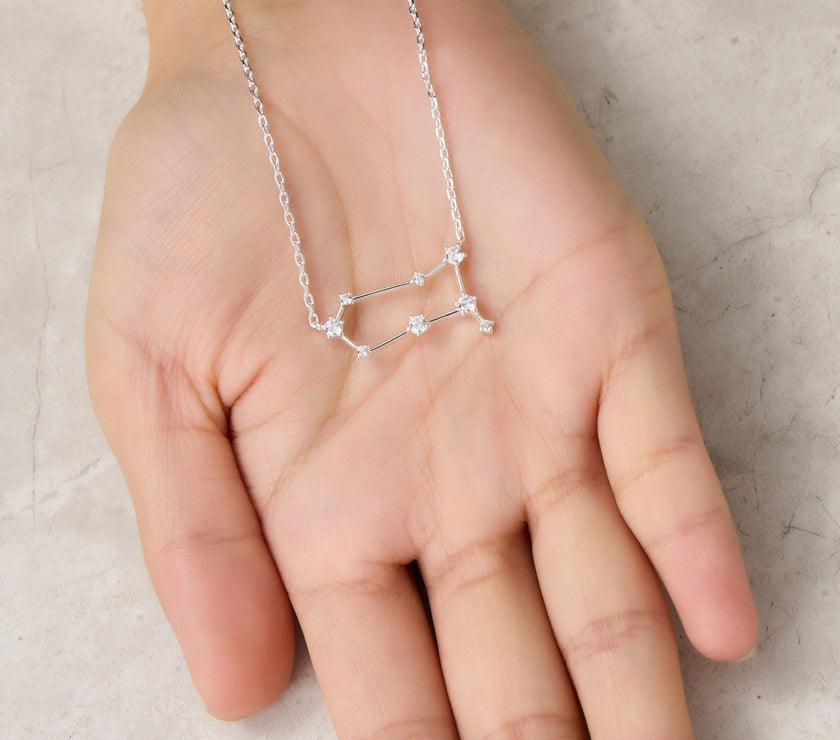 Gemini Star Sign Zodiac Constellation Necklace and Quote Card with Zircondia® Crystals