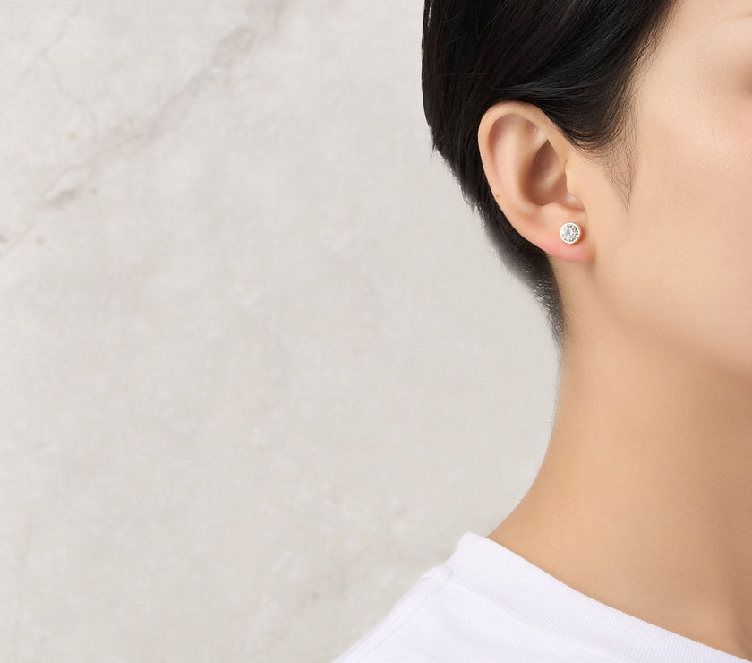 Gold Plated April (Diamond) Birthstone Necklace & Earrings Set Created with Zircondia® Crystals