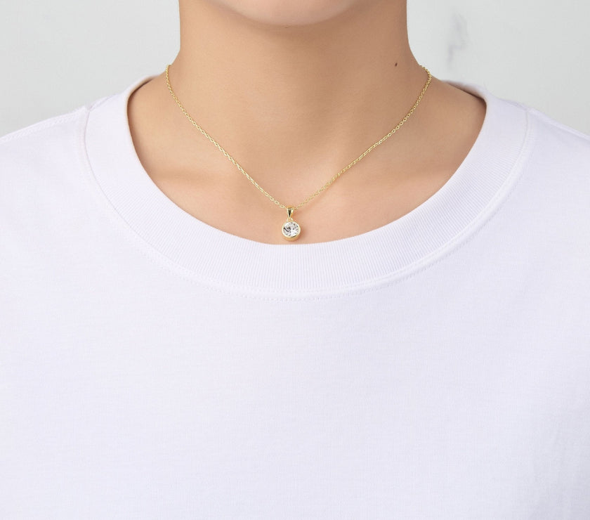 Gold Plated April (Diamond) Birthstone Necklace & Earrings Set Created with Zircondia® Crystals