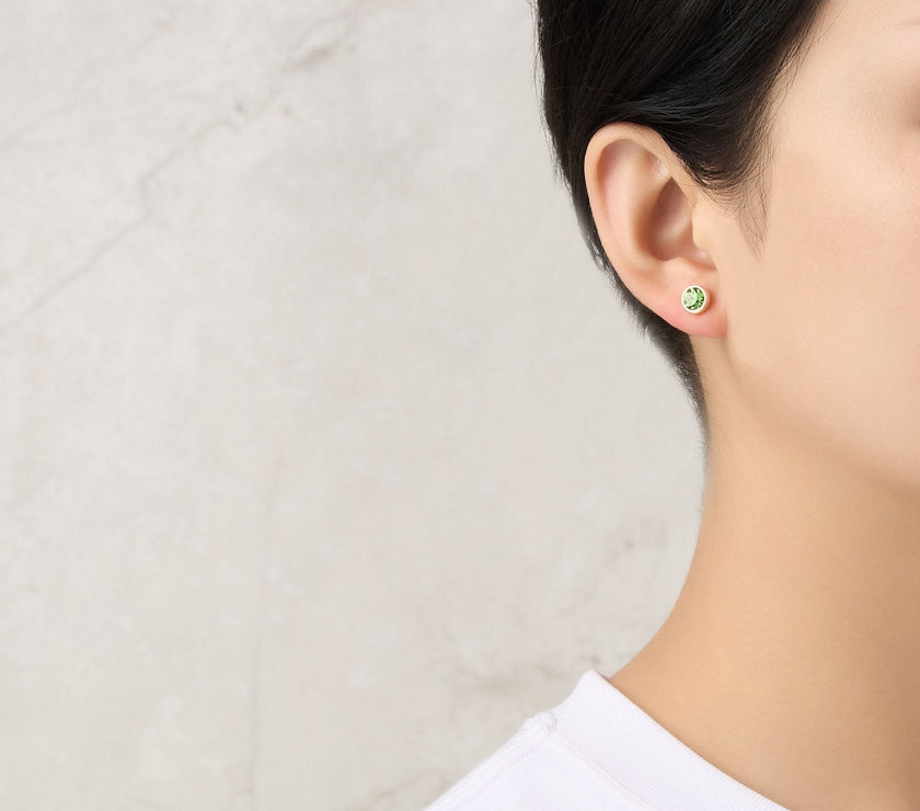 Gold Plated August (Peridot) Birthstone Necklace & Earrings Set Created with Zircondia® Crystals