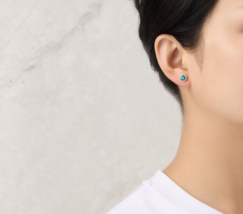 Gold Plated December (Blue Topaz) Birthstone Necklace & Earrings Set Created with Zircondia® Crystals