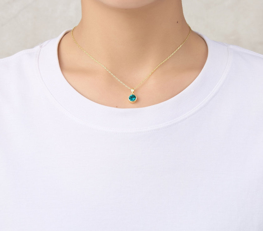 Gold Plated December (Blue Topaz) Birthstone Necklace & Earrings Set Created with Zircondia® Crystals