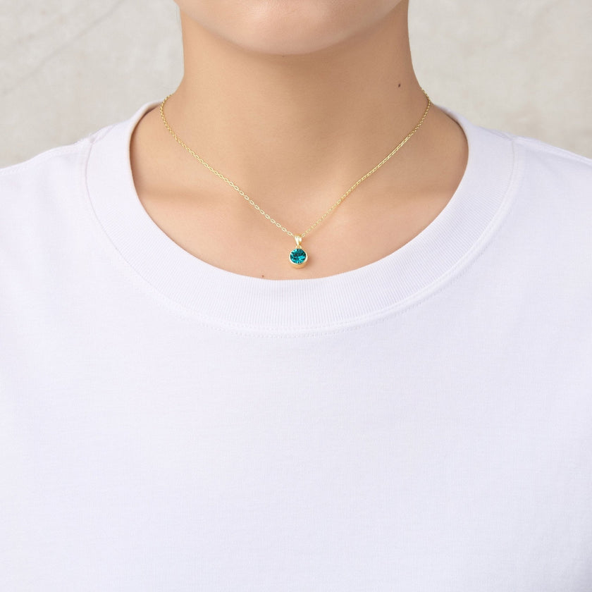 Gold Plated December (Blue Topaz) Birthstone Necklace & Earrings Set Created with Zircondia® Crystals