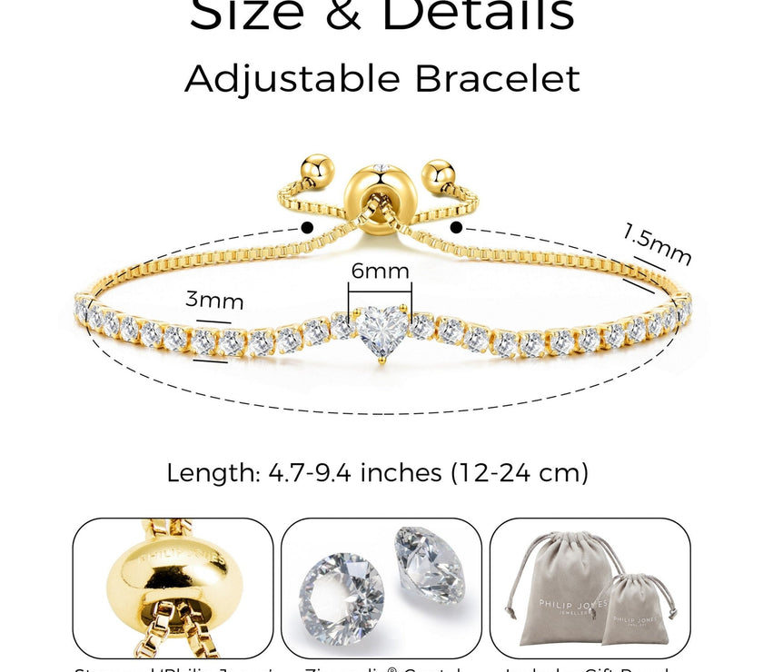 Gold Plated I Couldn't Say I Do Without You Heart Solitaire Bracelet with Zircondia® Crystals