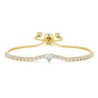 Gold Plated I Couldn't Say I Do Without You Heart Solitaire Bracelet with Zircondia® Crystals