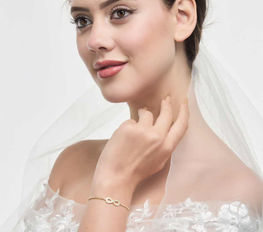 Gold Plated I Couldn't Say I Do Without You Infinity Friendship Bracelet with Zircondia® Crystals