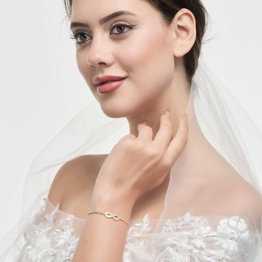 Gold Plated I Couldn't Say I Do Without You Infinity Friendship Bracelet with Zircondia® Crystals