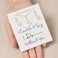Gold Plated I Couldn't Say I Do Without You Infinity Pearl Drop Set with Zircondia® Crystals