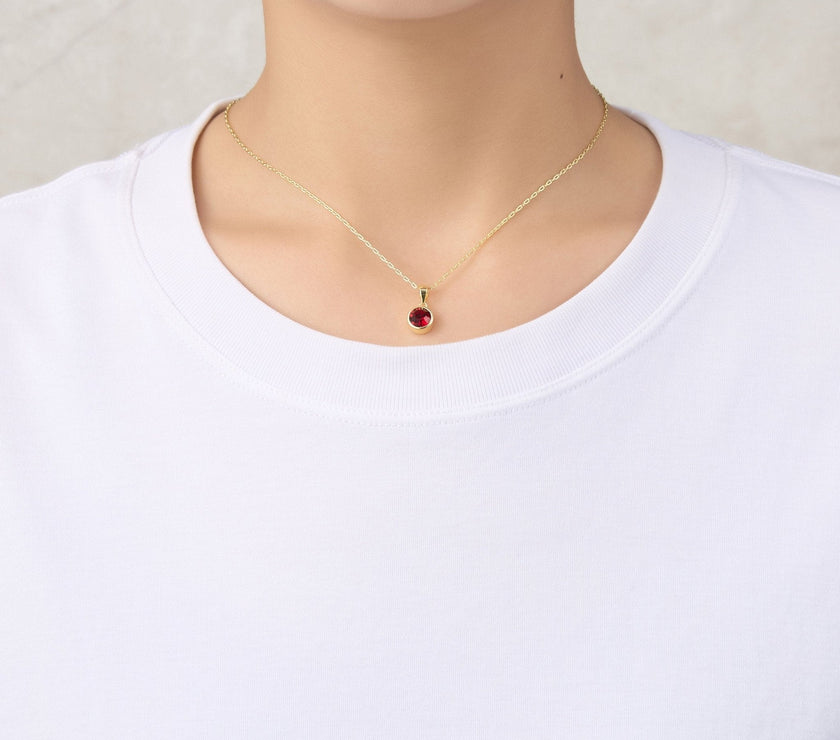 Gold Plated January (Garnet) Birthstone Necklace & Earrings Set Created with Zircondia® Crystals