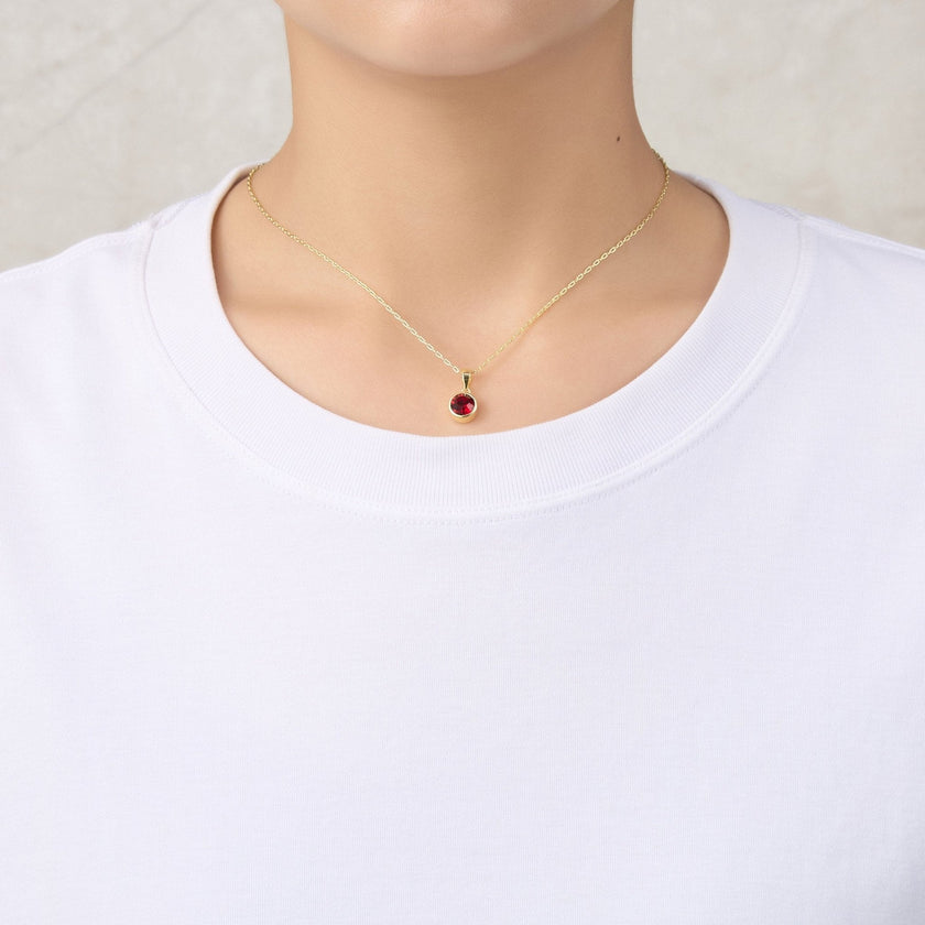 Gold Plated January (Garnet) Birthstone Necklace & Earrings Set Created with Zircondia® Crystals