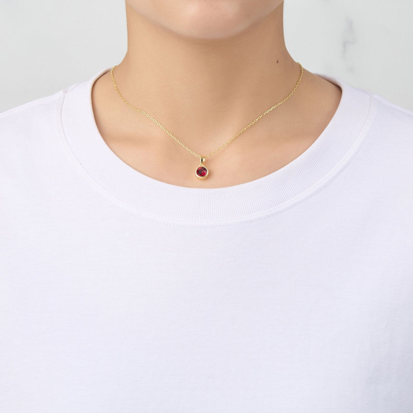 Gold Plated July (Ruby) Birthstone Necklace & Earrings Set Created with Zircondia® Crystals