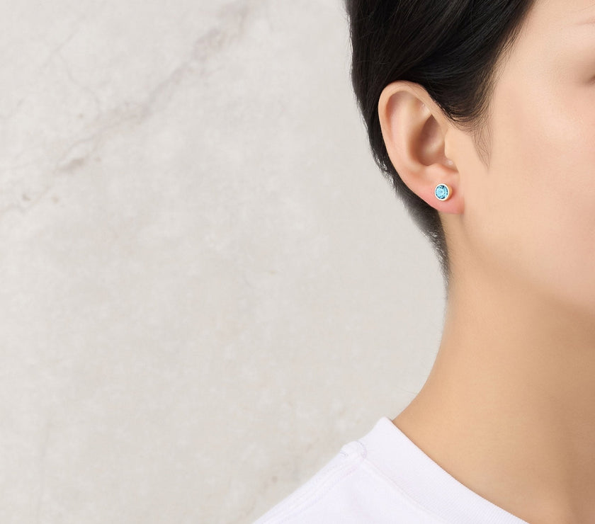 Gold Plated March (Aquamarine) Birthstone Necklace & Earrings Set Created with Zircondia® Crystals
