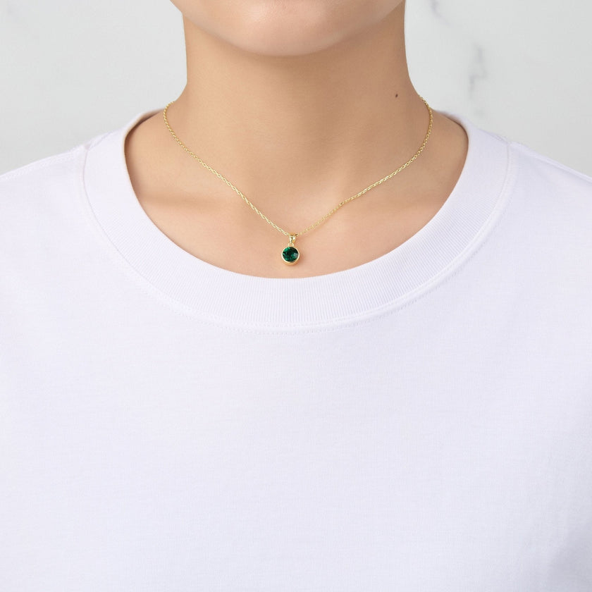 Gold Plated May (Emerald) Birthstone Necklace & Earrings Set Created with Zircondia® Crystals