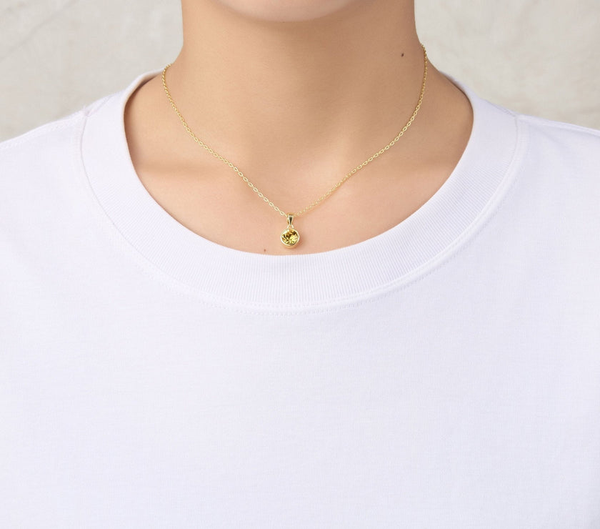 Gold Plated November (Topaz) Birthstone Necklace & Earrings Set Created with Zircondia® Crystals