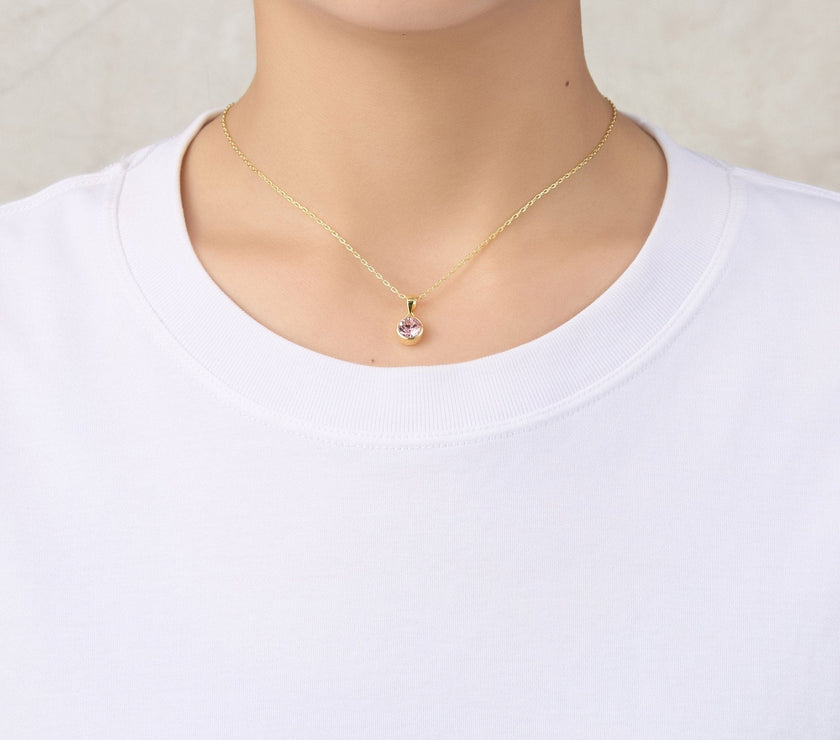 Gold Plated October (Tourmaline) Birthstone Necklace & Earrings Set Created with Zircondia® Crystals