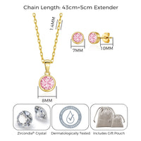 Gold Plated October (Tourmaline) Birthstone Necklace & Earrings Set Created with Zircondia® Crystals