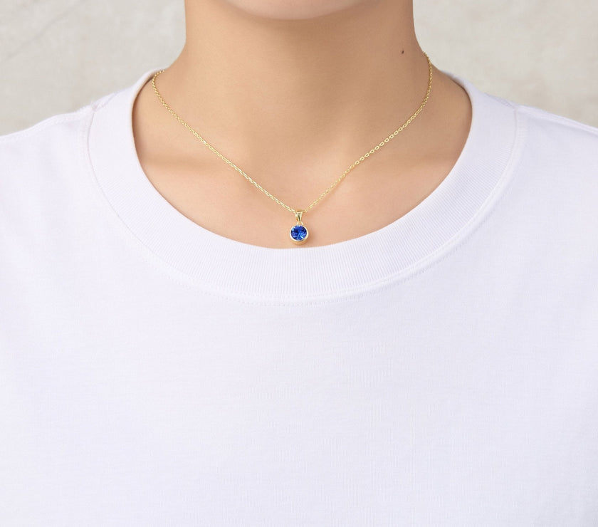 Gold Plated September (Sapphire) Birthstone Necklace & Earrings Set Created with Zircondia® Crystals