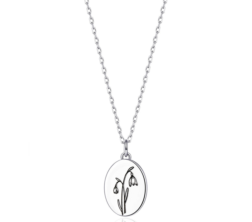 January Birth Flower Snowdrop Necklace with Card