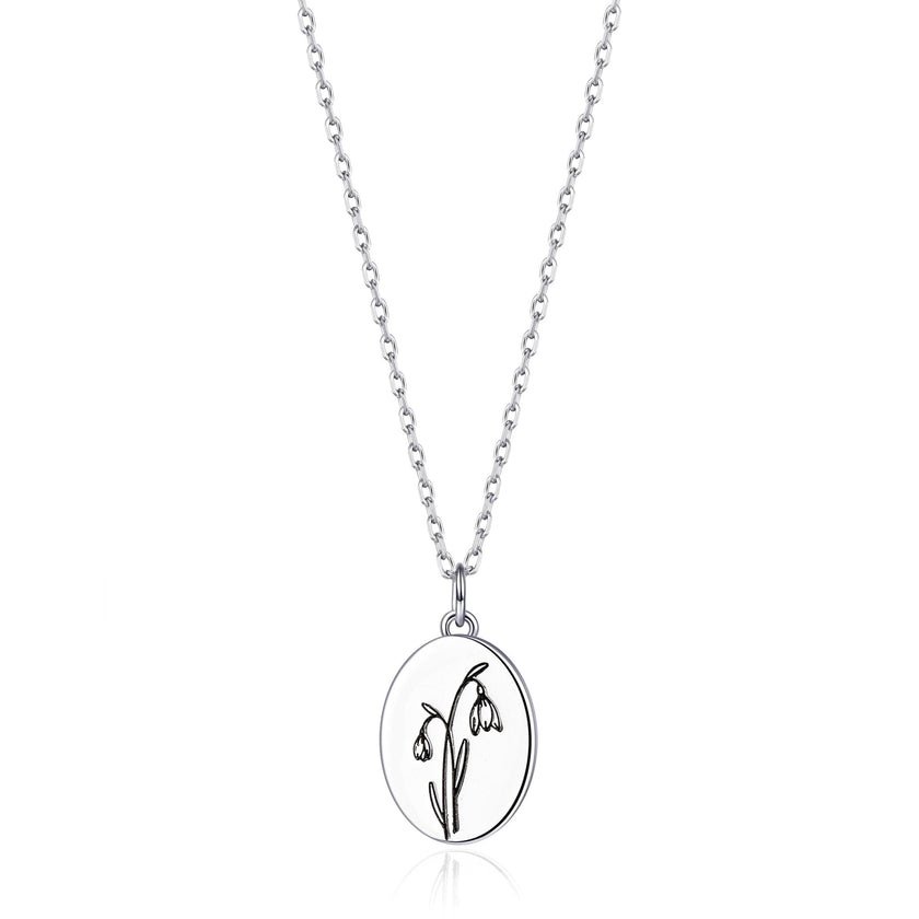 January Birth Flower Snowdrop Necklace with Card